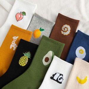 Mid-cut Women Cotton socks Any 2 for $15 - panda banana avocado omlette pineappl